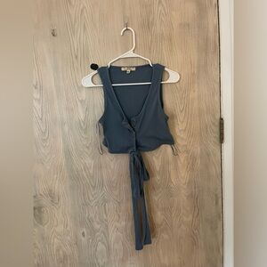 blue tie detail tank top size S